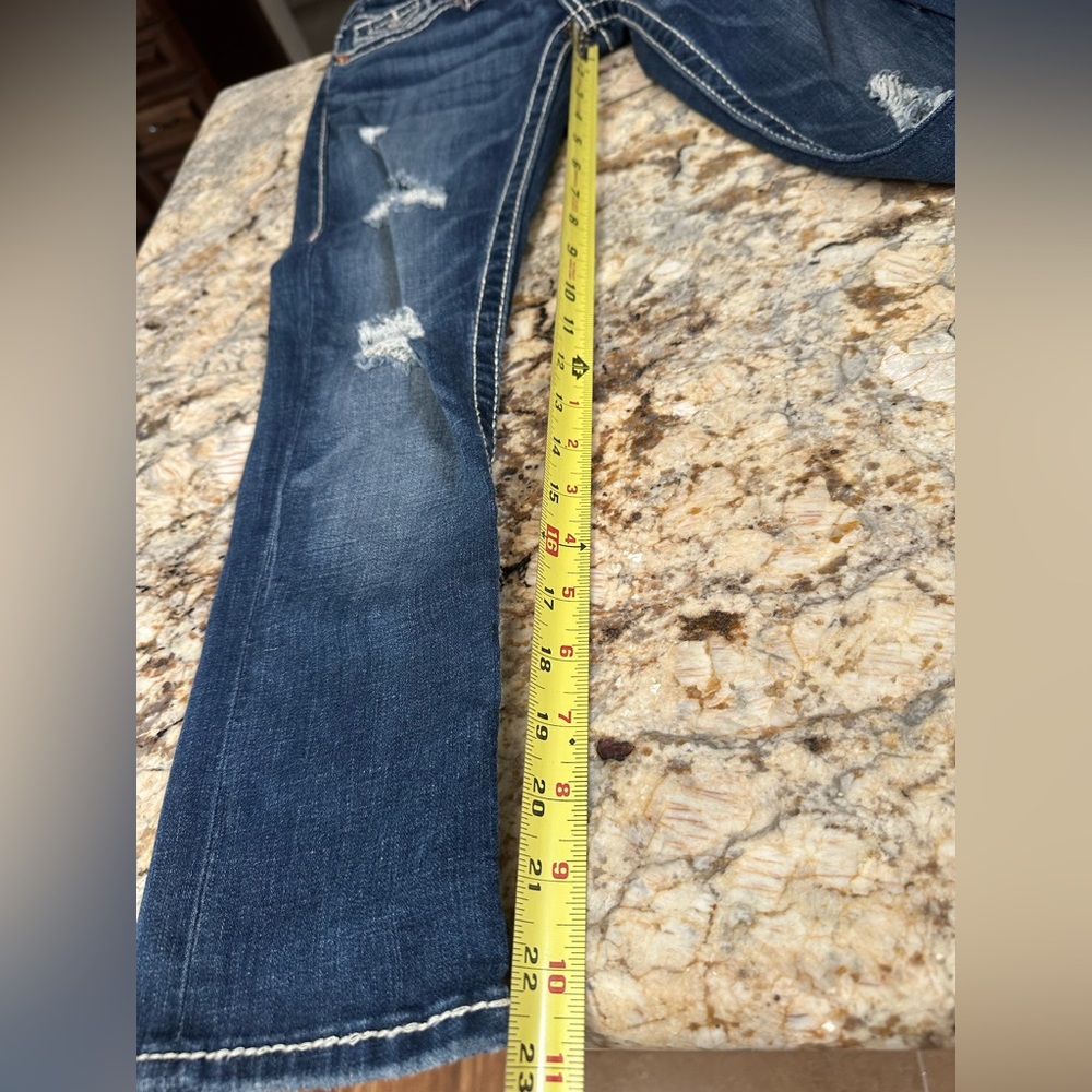 True Religion sz 25 capri skinny jeans distressed Strech - Picture 9 of 10